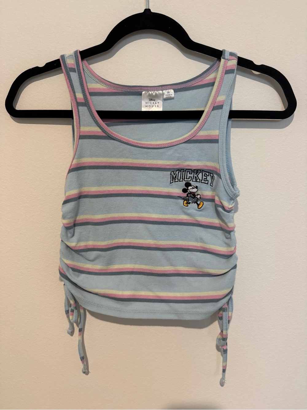 Disney Light Blue Striped Mickey Crop Tank Top